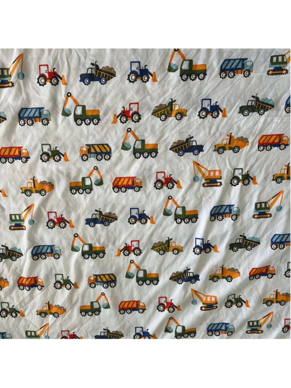 Kids Construction Truck Twin Sheet Set White Excavator Dump Truck Polyester
